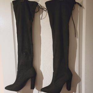 Thigh high suede boots